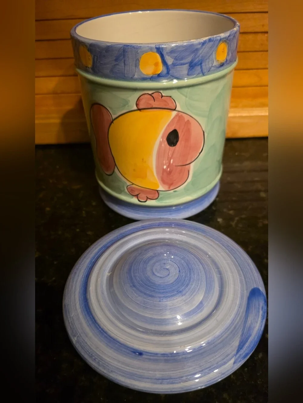 Vtg Coastal Folk  Fish Canister Raul de Bernarda Handpainted Porcelain Portugal
